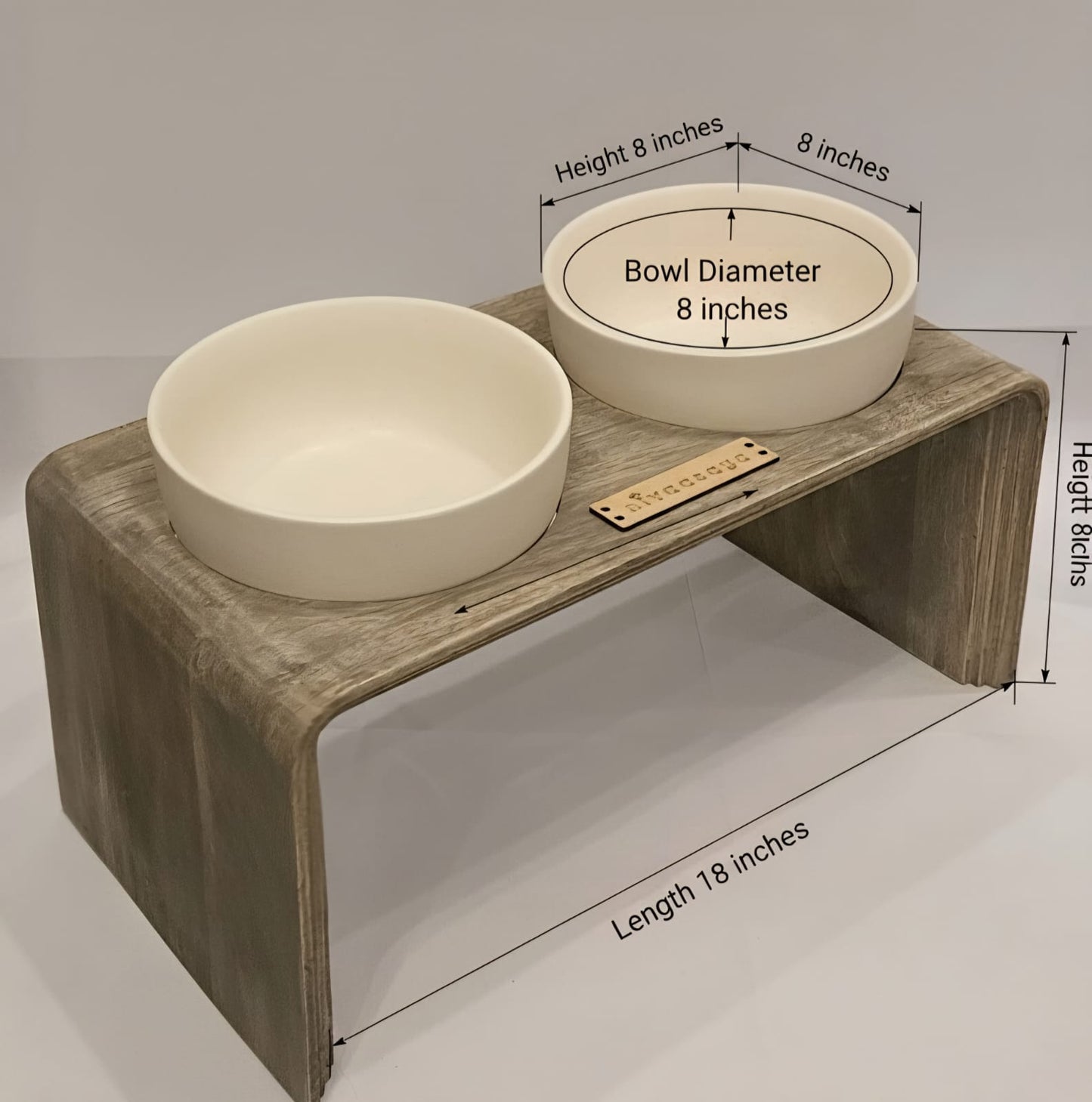 Ceramic Dog Bowls with Wooden Stand