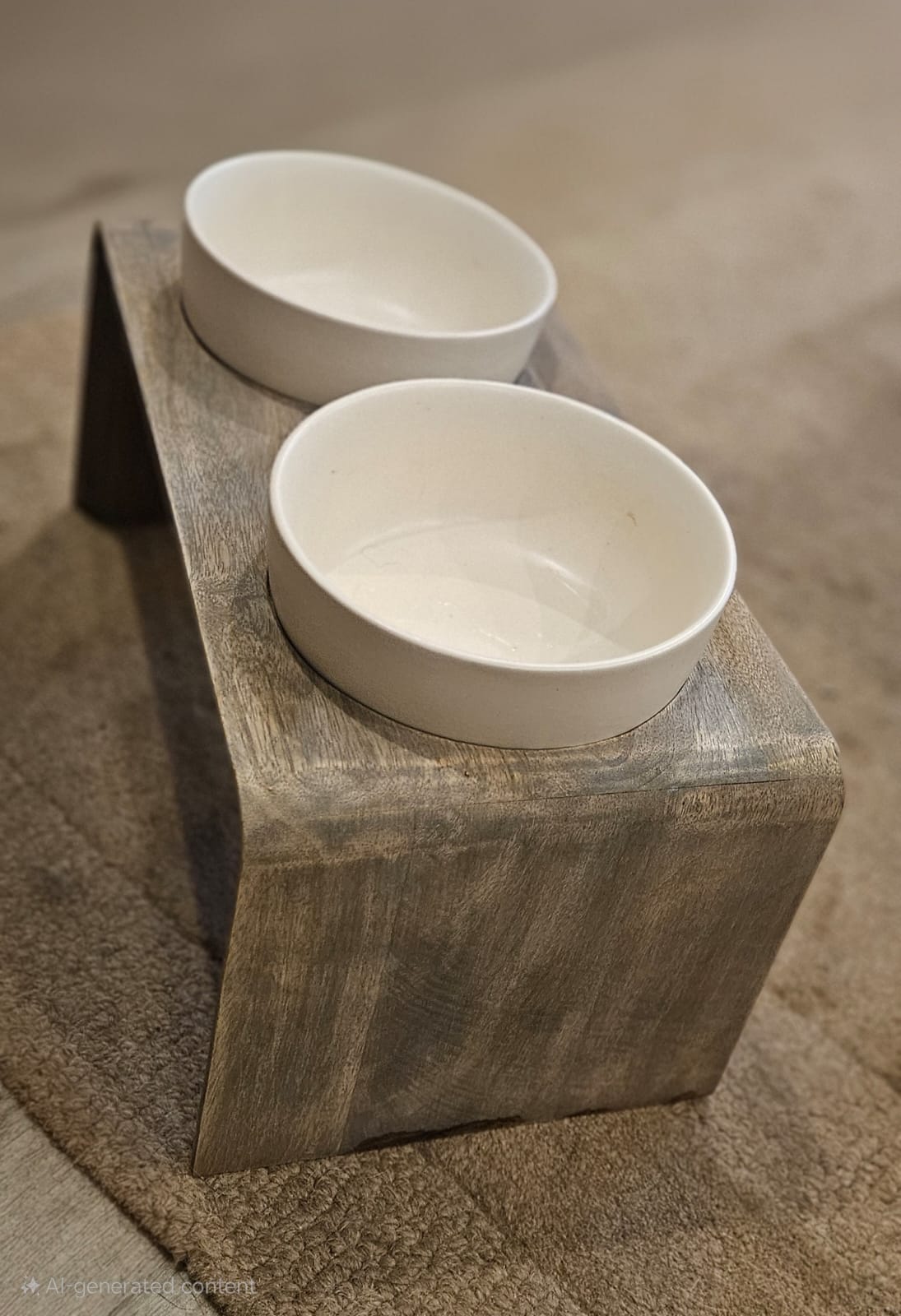 Ceramic Dog Bowls with Wooden Stand