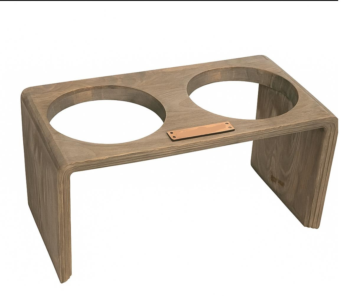 Ceramic Dog Bowls with Wooden Stand