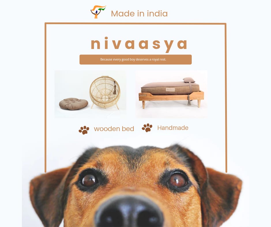 Handmade Wooden Dog Bed for Large & Medium