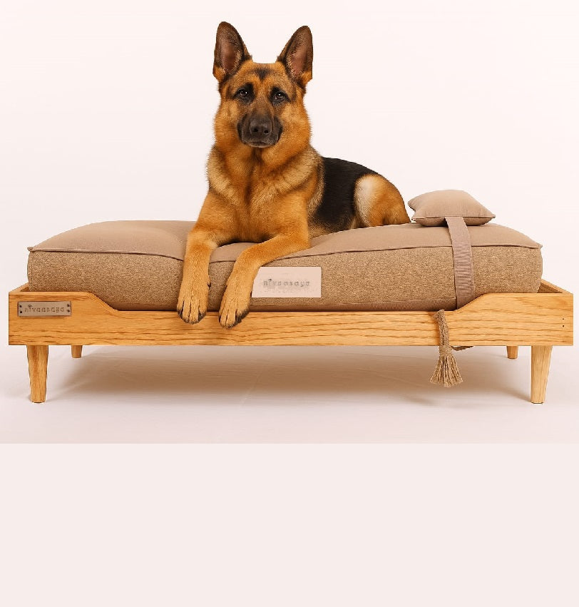 Handmade Wooden Dog Bed for Large & Medium