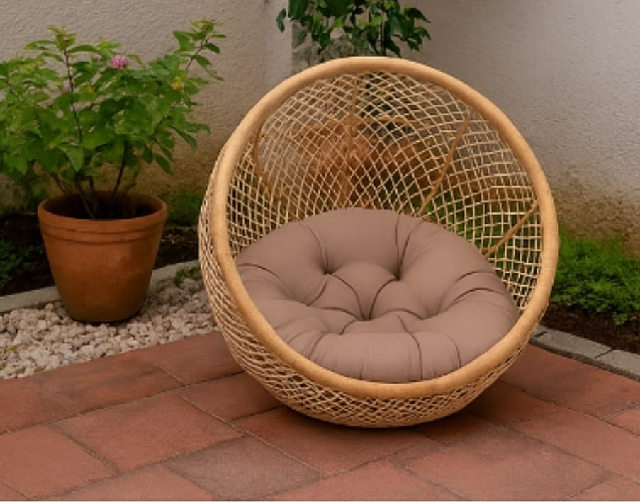 Wooden Luxury Handmade Cat and Small Dog Cane Bed – 18"x18" with Cushion & Play Toy