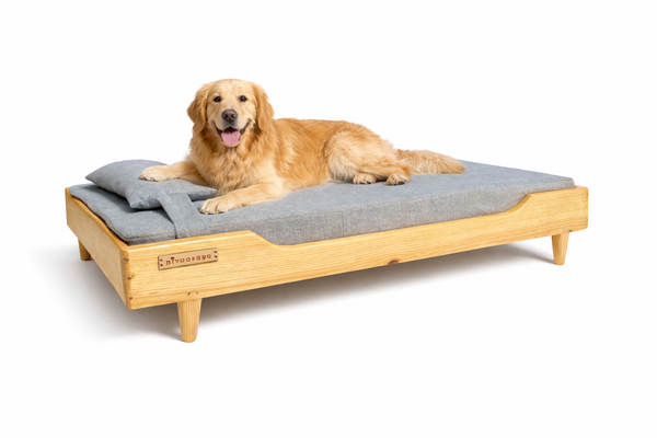 Large Dog Wooden Bed GRAY