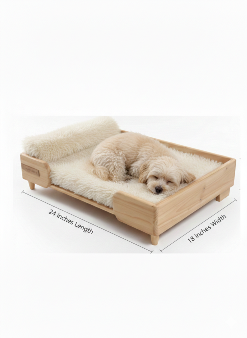 White Fur Bed for Small Dogs | Pet Furniture - Dog Cot