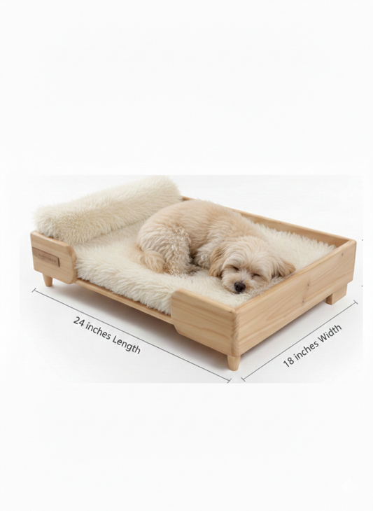 White Fur Bed for Small Dogs | Pet Furniture - Dog Cot