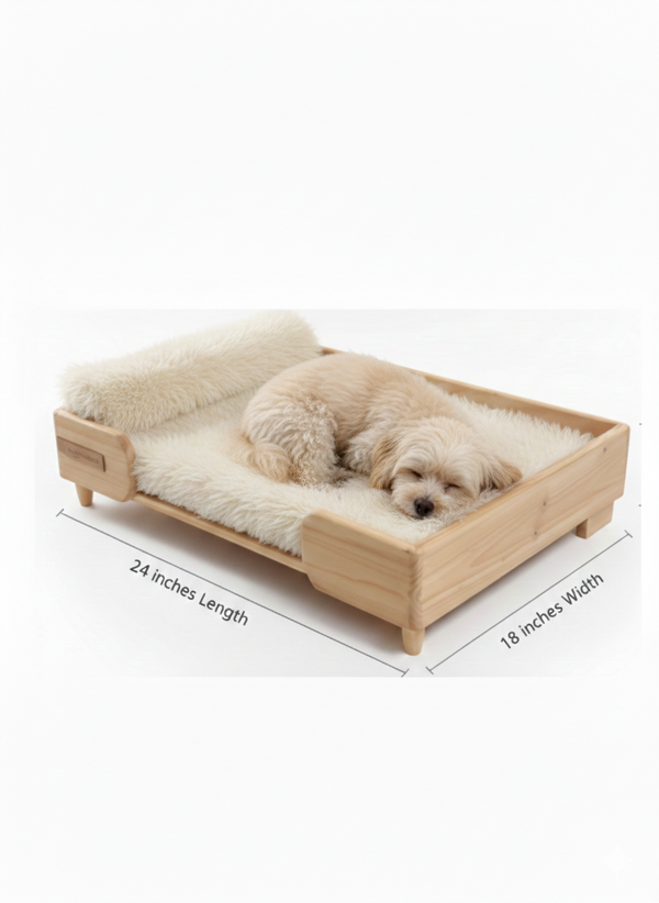 White Fur Bed for Small Dogs | Pet Furniture - Dog Cot