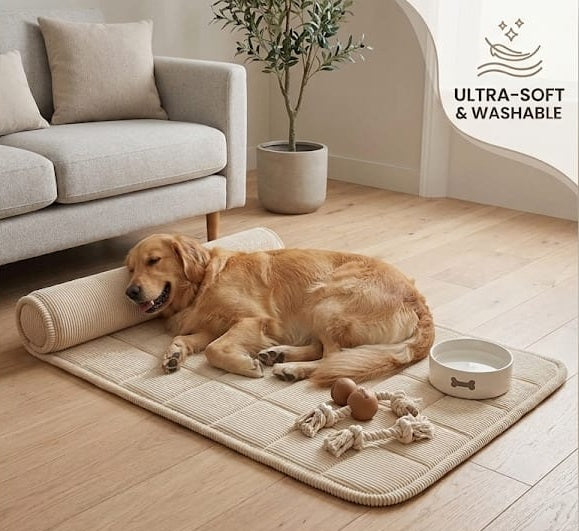Premium Summer Dog Bed Mat with Bolster Pillow                              | 3 ft x 2 ft Pet Bed