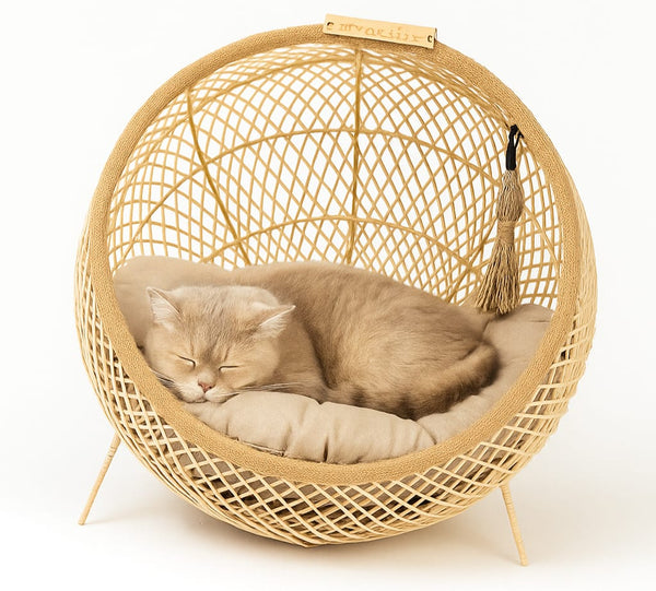 Round Cave CAT Cane Bed